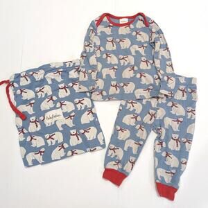 Baby Boden Pajamas Size 6-9m Blue Polar Bear Winter Christmas 2 Piece